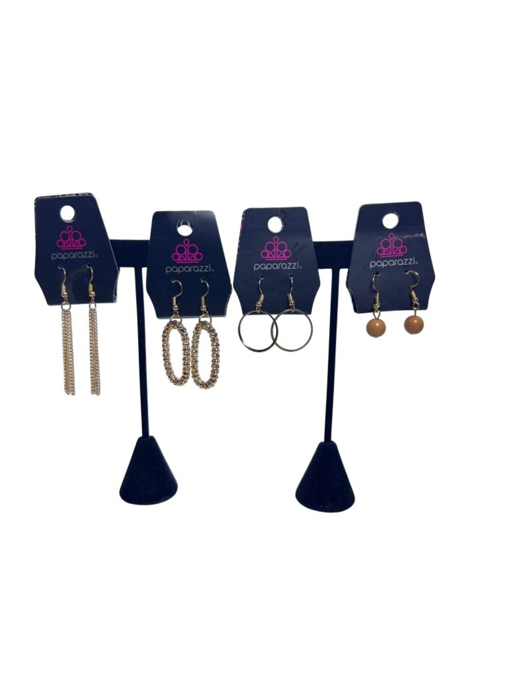 Lot of 4 Paparazzi Gold Tone Pierced Dangle Earrings (6429)
